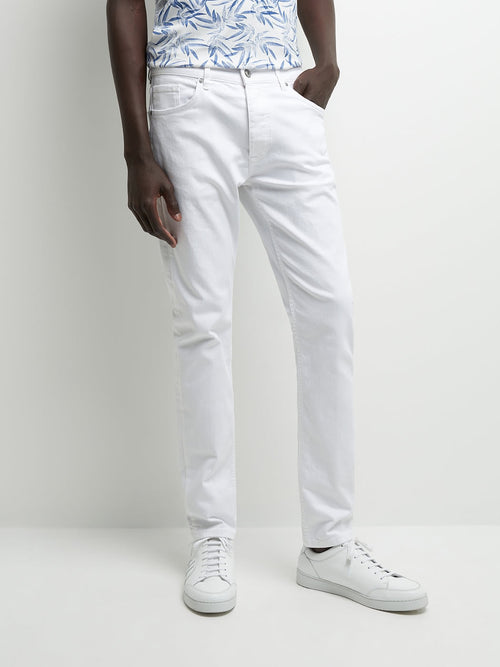 Jean couleur slim en coton élasthane uni