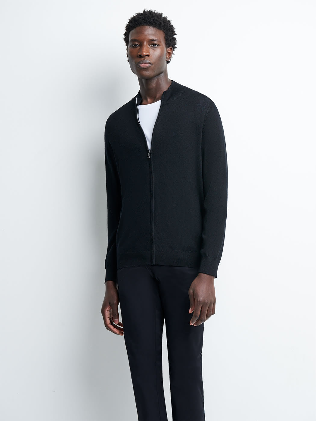 Cardigan zippé en laine mérinos