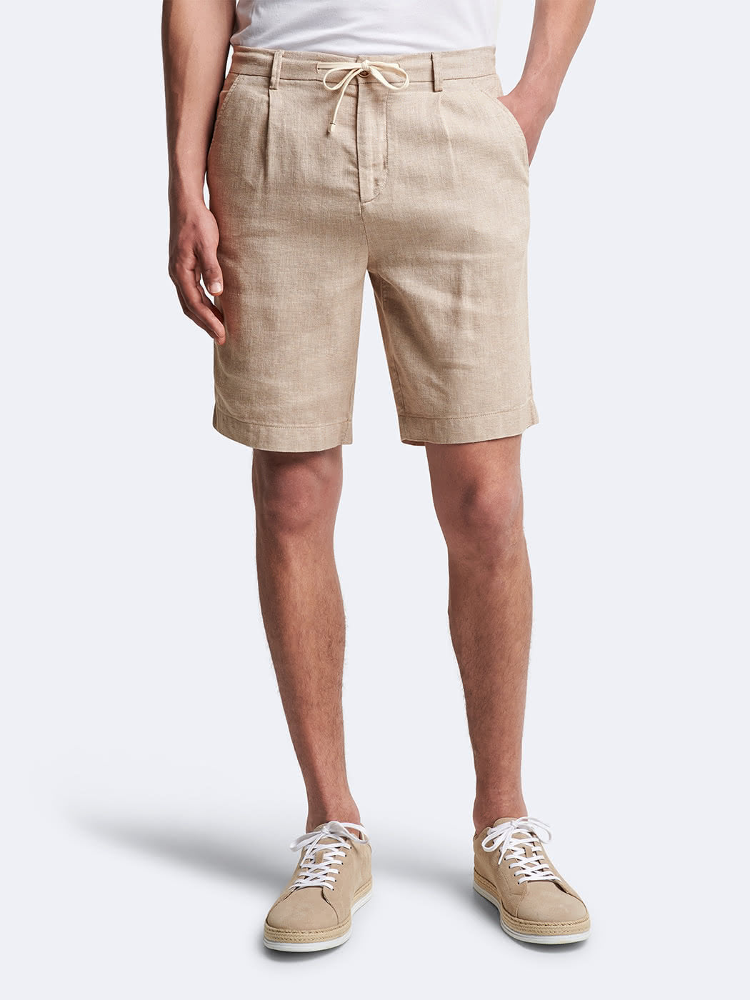 Bermuda en coton - lin  faux uni