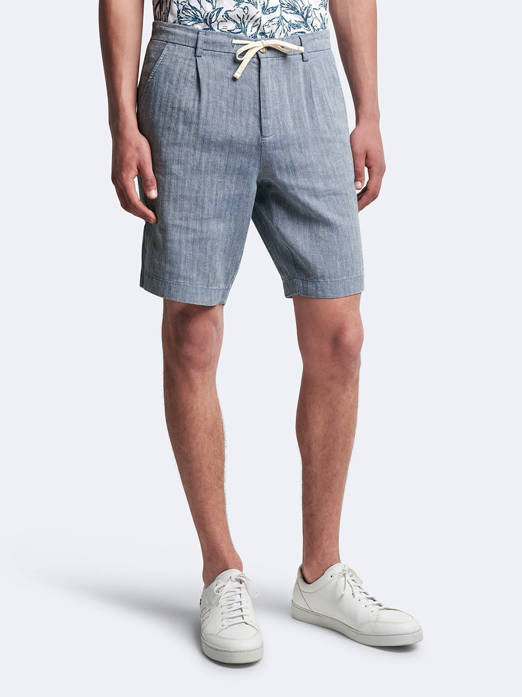 Bermuda en coton - lin  faux uni