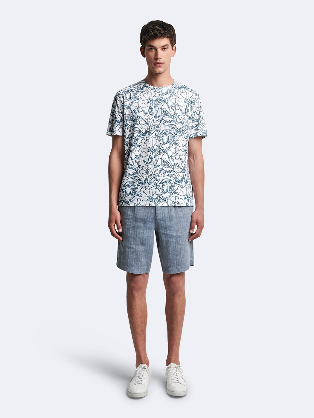 Bermuda en coton - lin  faux uni