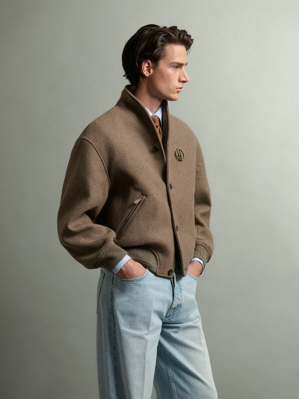 Blouson regular en laine mélangé