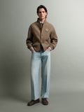 Blouson regular en laine mélangé